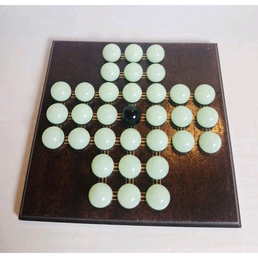 Vintage Wood Solitaire Board Unique House Of MARBLES Game Made In ENGLAND MARBLE